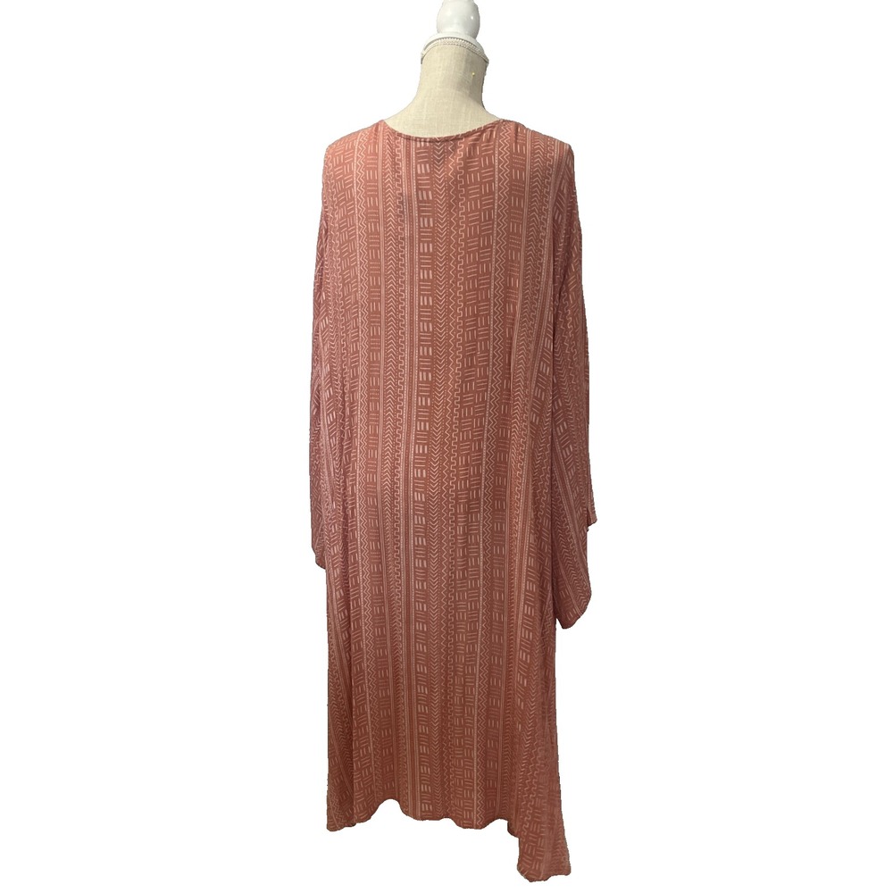 NWT Torrid Women's 5/6 Pink Mudcloth Kimono Rose Stripe 5X 6X Cardigan Coverup - Picture 2 of 8